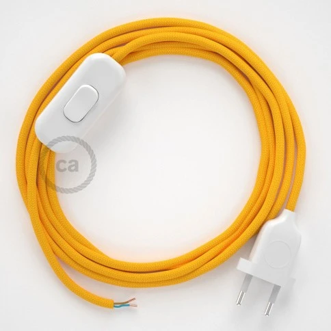 Cablaggio per lampada, cavo RM10 Effetto Seta Giallo 1,80 m. Scegli il colore dell'interuttore e della spina.
