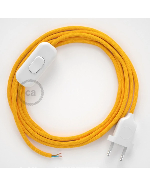 Cablaggio per lampada, cavo RM10 Effetto Seta Giallo 1,80 m. Scegli il colore dell'interuttore e della spina.