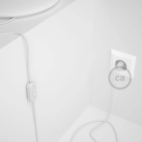 Cablaggio per lampada, cavo RM01 Effetto Seta Bianco 1,80 m. Scegli il colore dell'interuttore e della spina.