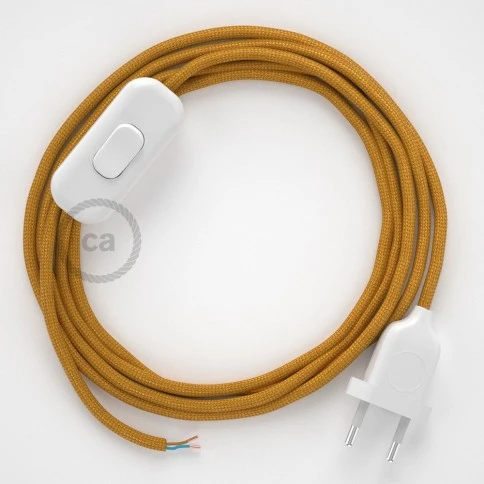 Cablaggio per lampada, cavo RM05 Effetto Seta Oro 1,80 m. Scegli il colore dell'interuttore e della spina.