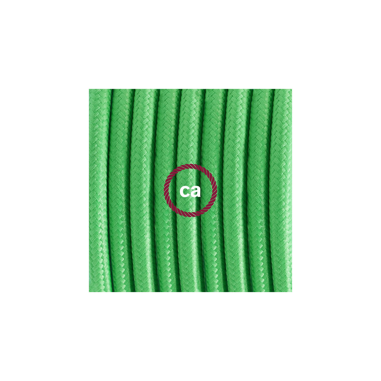 Cablaggio per lampada, cavo RM18 Effetto Seta Verde Lime 1,80 m. Scegli il colore dell'interuttore e della spina.