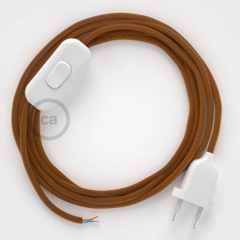 Cablaggio per lampada, cavo RM22 Effetto Seta Whiskey 1,80 m. Scegli il colore dell'interuttore e della spina.