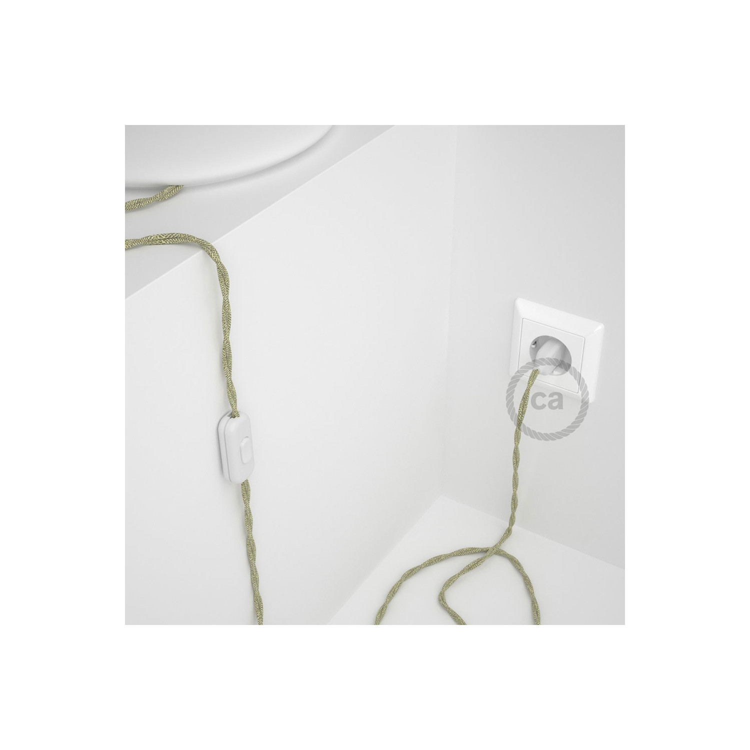 Cablaggio per lampada, cavo TN01 Lino Naturale Neutro 1,80 m. Scegli il colore dell'interuttore e della spina.