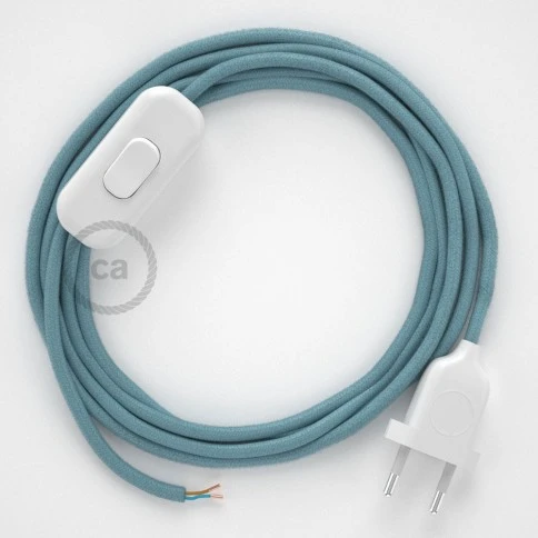 Cablaggio per lampada, cavo RC53 Cotone Oceano 1,80 m. Scegli il colore dell'interuttore e della spina.