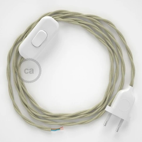 Cablaggio per lampada, cavo TC43 Cotone Tortora 1,80 m. Scegli il colore dell'interuttore e della spina.