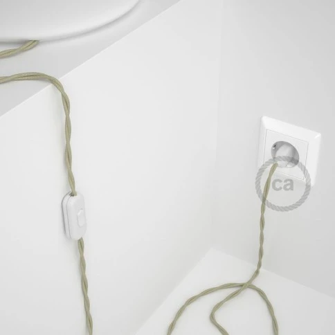 Cablaggio per lampada, cavo TC43 Cotone Tortora 1,80 m. Scegli il colore dell'interuttore e della spina.