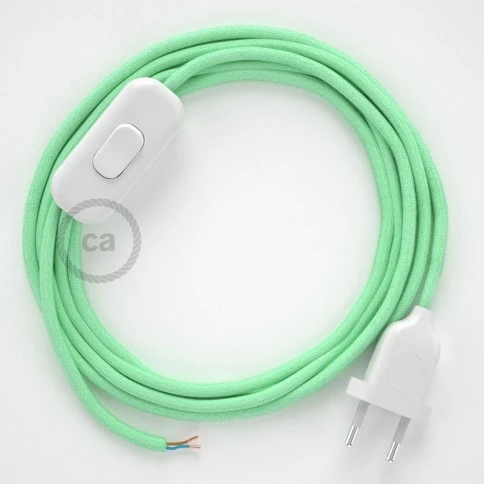 Cablaggio per lampada, cavo RC34 Cotone Latte Menta 1,80 m. Scegli il colore dell'interuttore e della spina.