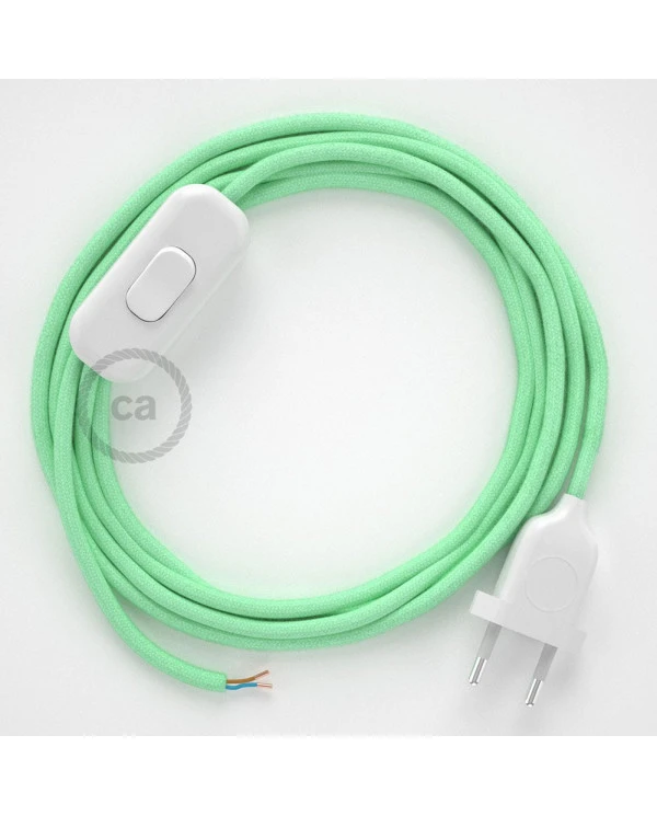 Cablaggio per lampada, cavo RC34 Cotone Latte Menta 1,80 m. Scegli il colore dell'interuttore e della spina.
