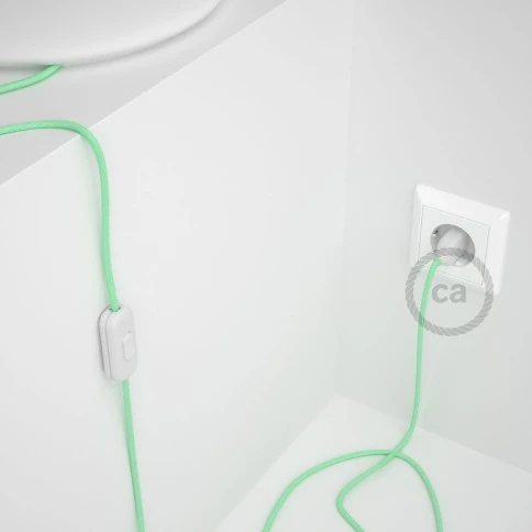 Cablaggio per lampada, cavo RC34 Cotone Latte Menta 1,80 m. Scegli il colore dell'interuttore e della spina.