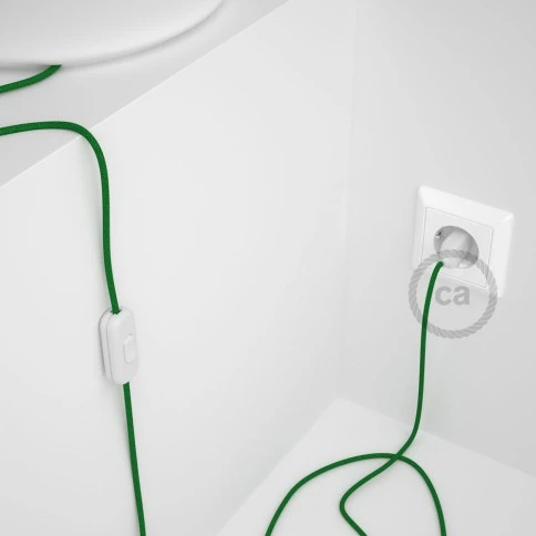 Cablaggio per lampada, cavo RL06 Effetto Seta Glitterato Verde 1,80 m. Scegli il colore dell'interuttore e della spina.