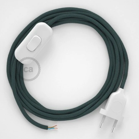 Cablaggio per lampada, cavo RC30 Cotone Grigio Pietra 1,80 m. Scegli il colore dell'interuttore e della spina.