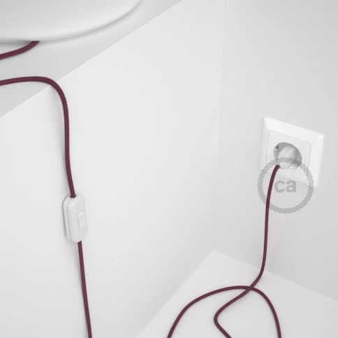 Cablaggio per lampada, cavo RC32 Cotone Vinaccia 1,80 m. Scegli il colore dell'interuttore e della spina.
