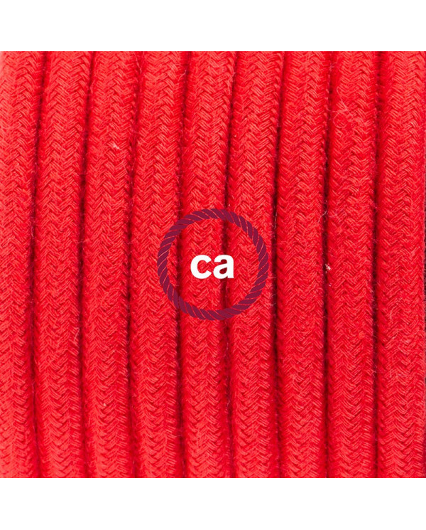 Cablaggio per lampada, cavo RC35 Cotone Rosso Fuoco 1,80 m. Scegli il colore dell'interuttore e della spina.