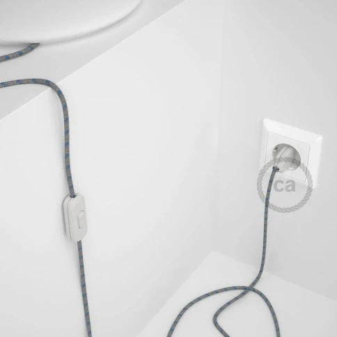 Cablaggio per lampada, cavo RD55 Stripes Blu Steward 1,80 m. Scegli il colore dell'interuttore e della spina.