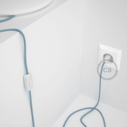 Cablaggio per lampada, cavo RD75 ZigZag Blu Steward 1,80 m. Scegli il colore dell'interuttore e della spina.