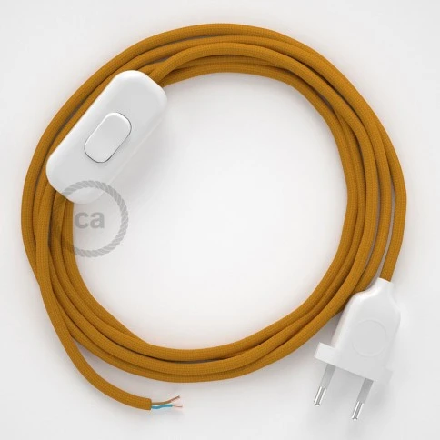 Cablaggio per lampada, cavo RM25 Effetto Seta Senape 1,80 m. Scegli il colore dell'interuttore e della spina.
