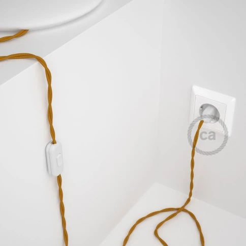 Cablaggio per lampada, cavo TM25 Effetto Seta Senape 1,80 m. Scegli il colore dell'interuttore e della spina.