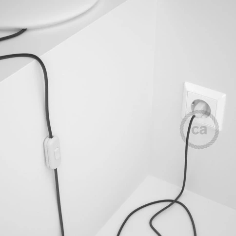 Cablaggio per lampada, cavo RM26 Effetto Seta Grigio Scuro 1,80 m. Scegli il colore dell'interuttore e della spina.