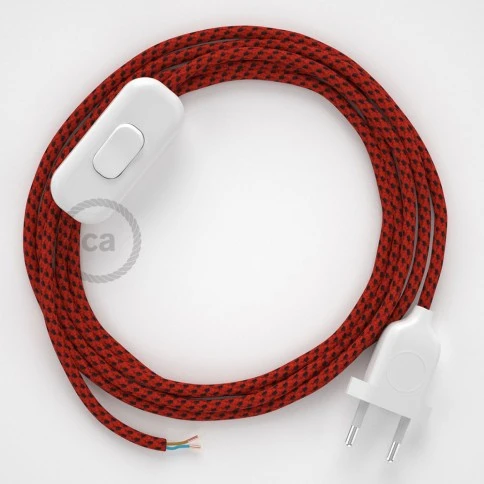 Cablaggio per lampada, cavo RT94 Effetto Seta Red Devil 1,80 m. Scegli il colore dell'interuttore e della spina.