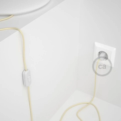 Cablaggio per lampada, cavo RM00 Effetto Seta Avorio 1,80 m. Scegli il colore dell'interuttore e della spina.