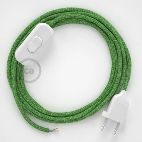Cablaggio per lampada, cavo RX08 Cotone Bronte 1,80 m. Scegli il colore dell'interuttore e della spina.