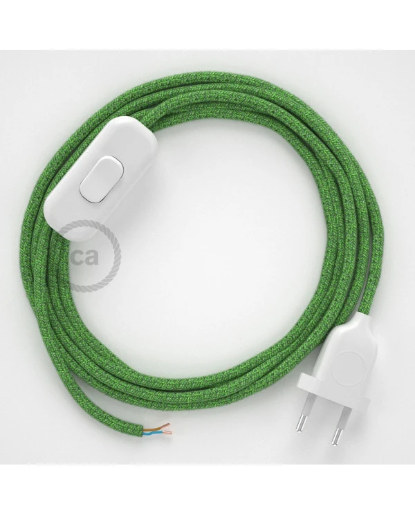 Cablaggio per lampada, cavo RX08 Cotone Bronte 1,80 m. Scegli il colore dell'interuttore e della spina.