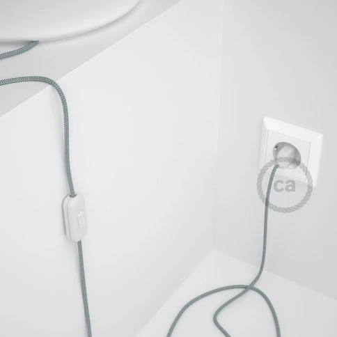 Cablaggio per lampada, cavo RT14 Effetto Seta Stracciatella 1,80 m. Scegli il colore dell'interuttore e della spina.