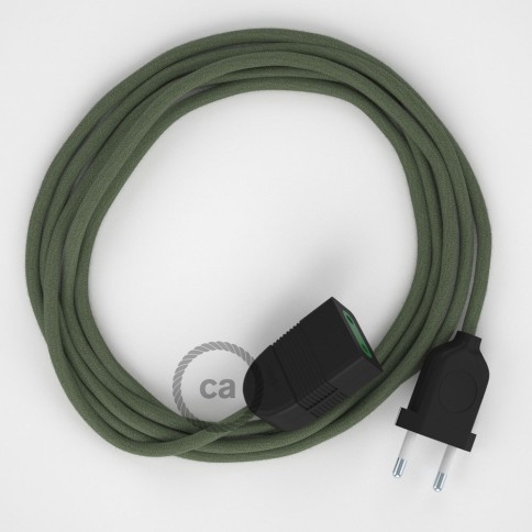 Prolunga elettrica con cavo tessile RC63 Cotone Verde Grigio 2P 10A Made in Italy.