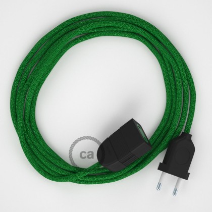 Prolunga elettrica con cavo tessile RL06 Effetto Seta Glitterato Verde 2P 10A Made in Italy.