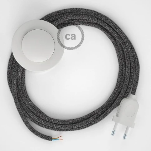 Cablaggio per piantana, cavo RS81 Cotone e Lino Naturale Nero 3 m. Scegli il colore dell'interruttore e della spina.