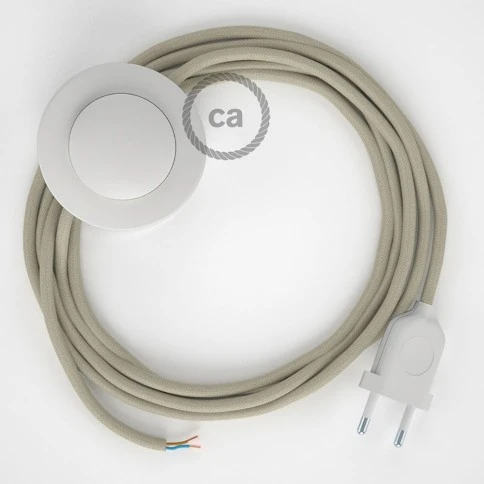 Cablaggio per piantana, cavo RC43 Cotone Tortora 3 m. Scegli il colore dell'interruttore e della spina.