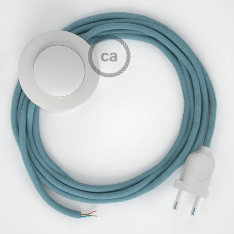 Cablaggio per piantana, cavo RC53 Cotone Oceano 3 m. Scegli il colore dell'interruttore e della spina.