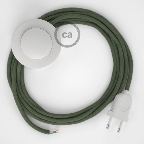 Cablaggio per piantana, cavo RC63 Cotone Verde Grigio 3 m. Scegli il colore dell'interruttore e della spina.