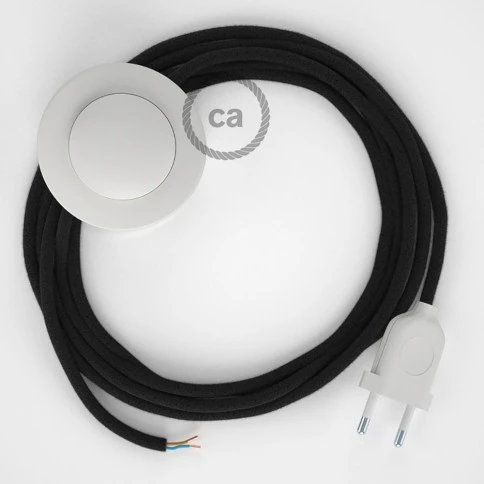 Cablaggio per piantana, cavo RC04 Cotone Nero 3 m. Scegli il colore dell'interruttore e della spina.
