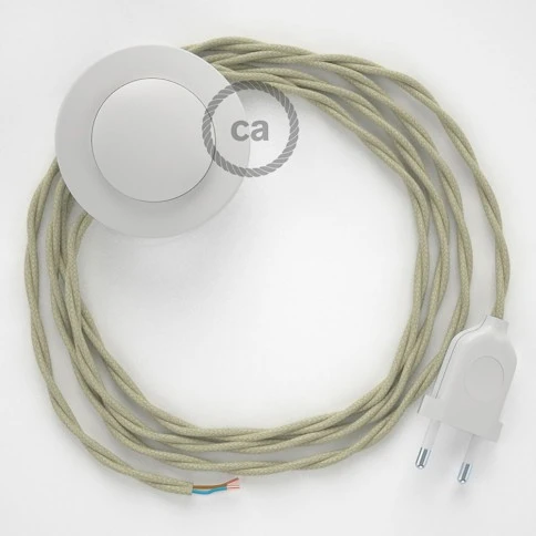 Cablaggio per piantana, cavo TC43 Cotone Tortora 3 m. Scegli il colore dell'interruttore e della spina.