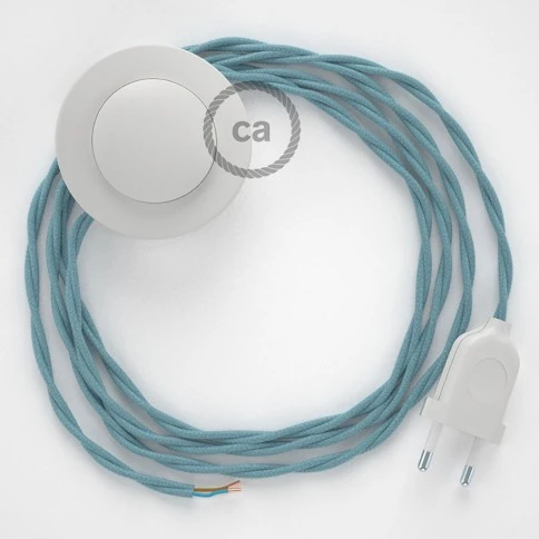 Cablaggio per piantana, cavo TC53 Cotone Oceano 3 m. Scegli il colore dell'interruttore e della spina.
