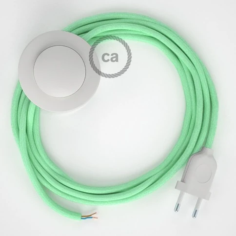 Cablaggio per piantana, cavo RC34 Cotone Latte Menta 3 m. Scegli il colore dell'interruttore e della spina.