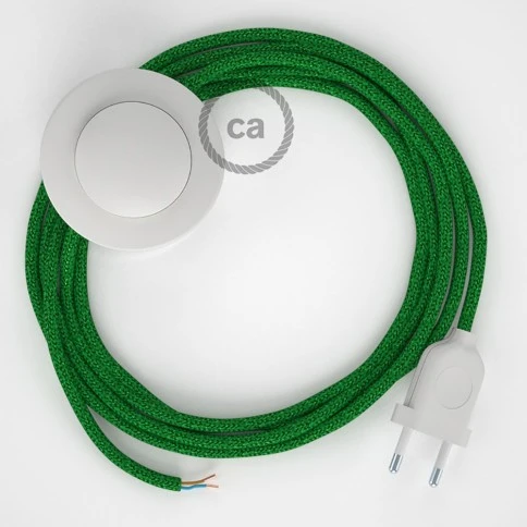 Cablaggio per piantana, cavo RL06 Effetto Seta Glitterato Verde 3 m. Scegli il colore dell'interruttore e della spina.