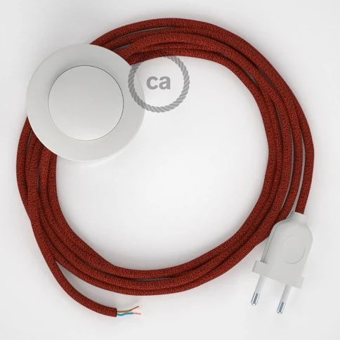 Cablaggio per piantana, cavo RL09 Effetto Seta Glitterato Rosso 3 m. Scegli il colore dell'interruttore e della spina.
