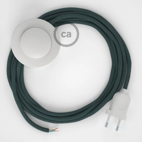 Cablaggio per piantana, cavo RC30 Cotone Grigio Pietra 3 m. Scegli il colore dell'interruttore e della spina.
