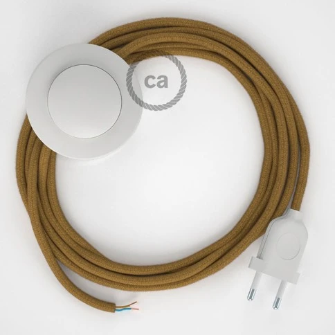 Cablaggio per piantana, cavo RC31 Cotone Miele Dorato 3 m. Scegli il colore dell'interruttore e della spina.