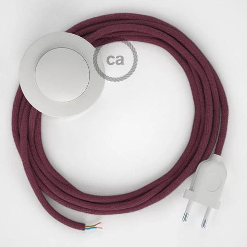 Cablaggio per piantana, cavo RC32 Cotone Vinaccia 3 m. Scegli il colore dell'interruttore e della spina.
