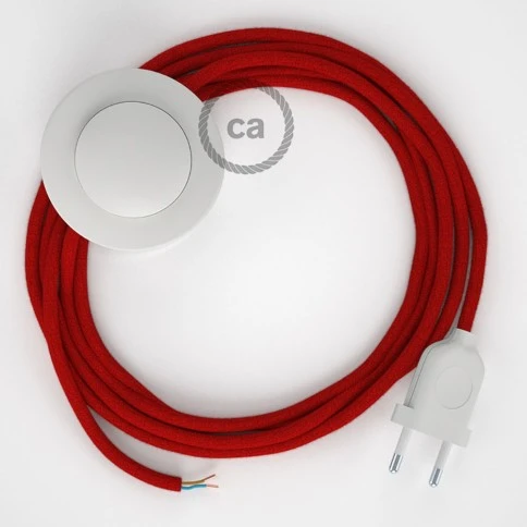 Cablaggio per piantana, cavo RC35 Cotone Rosso Fuoco 3 m. Scegli il colore dell'interruttore e della spina.