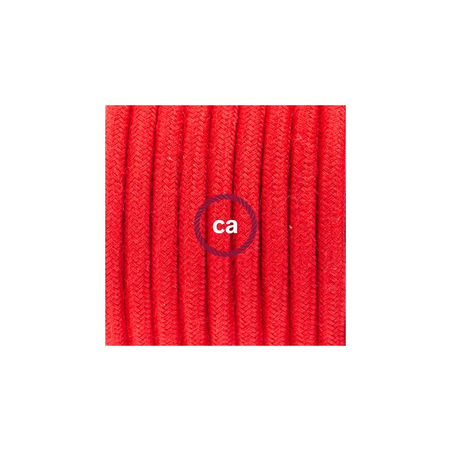 Cablaggio per piantana, cavo RC35 Cotone Rosso Fuoco 3 m. Scegli il colore dell'interruttore e della spina.