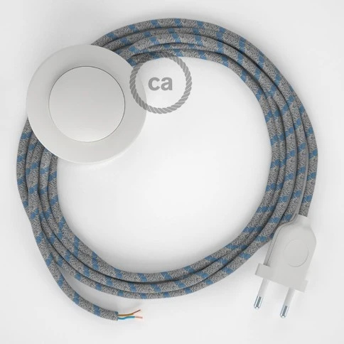 Cablaggio per piantana, cavo RD55 Cotone e Lino Stripes Blu Steward 3 m. Scegli il colore dell'interruttore e della spina.