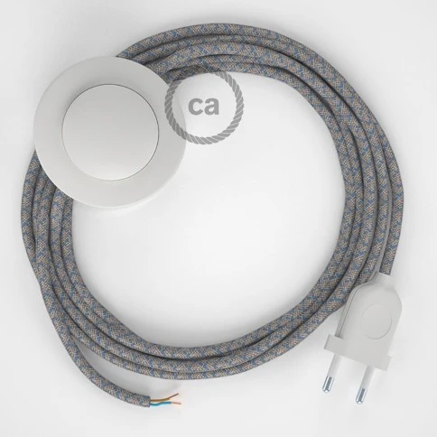 Cablaggio per piantana, cavo RD65 Cotone e Lino Losanga Blu Steward 3 m. Scegli il colore dell'interruttore e della spina.