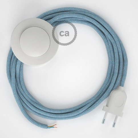 Cablaggio per piantana, cavo RD75 Cotone e Lino ZigZag Blu Steward 3 m. Scegli il colore dell'interruttore e della spina.