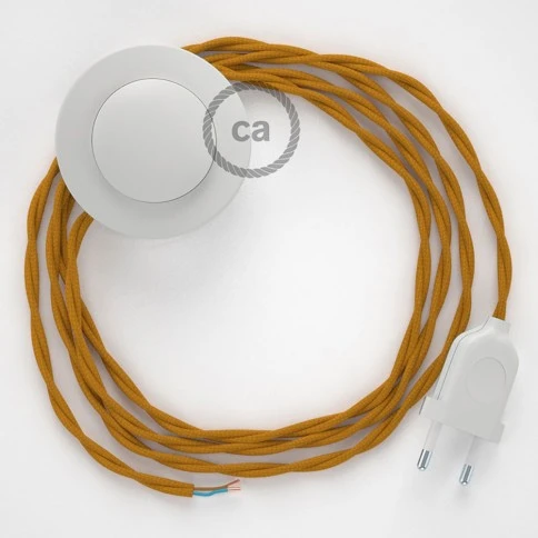 Cablaggio per piantana, cavo TM25 Effetto Seta Senape 3 m. Scegli il colore dell'interruttore e della spina.