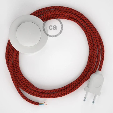 Cablaggio per piantana, cavo RT94 Effetto Seta Red Devil 3 m. Scegli il colore dell'interruttore e della spina.