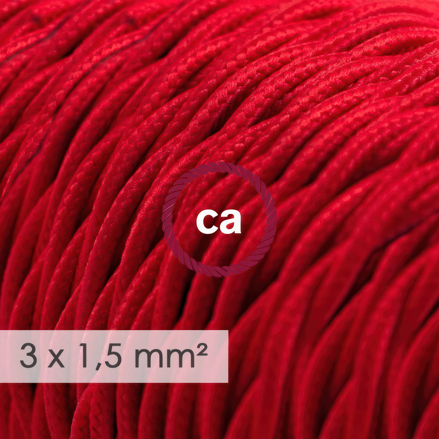 Multipresa con cavo in tessuto colorato effetto seta Rosso TM09 e spina schuko con anello confort